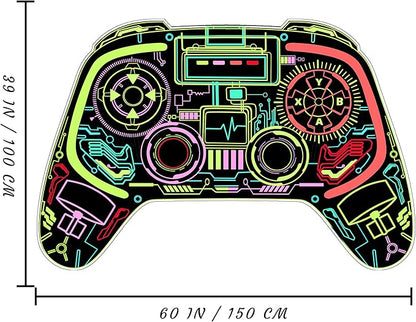 Gaming Rug for Boys Room Decor, Gamer Rugs Glow in The Blacklight Video Game Carpet Teens Playroom Non-Slip Area Rug Game Bedroom Floor Casual Mat (60"x39")