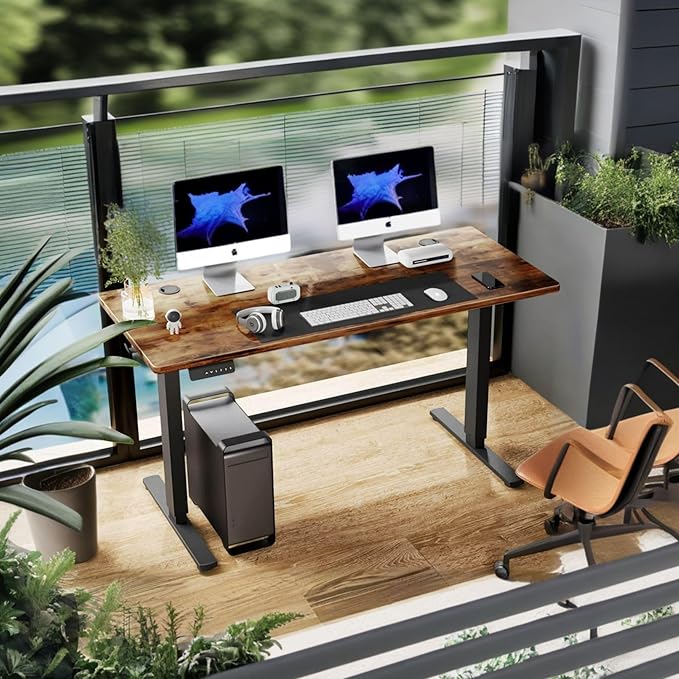 NicBex Home Office Desk 55" x 23" Electric Height Adjustable Standing Desk Computer Desk Office Desk, Sit to Stand Ergonomic Computer Desk Adjustable Desk, Brown