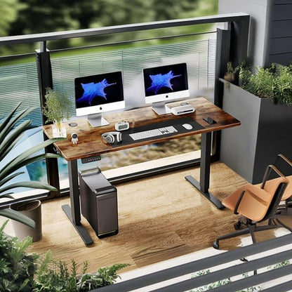 NicBex Home Office Desk 55" x 23" Electric Height Adjustable Standing Desk Computer Desk Office Desk, Sit to Stand Ergonomic Computer Desk Adjustable Desk, Brown