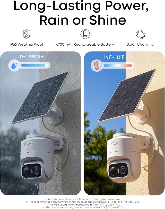 eufy Security eufyCam C37 4-Cam Kit, 360° Pan&Tilt Auto tracking, Security Cameras Wireless Outdoor, 2K Solar Powered, Human/Vehicle/Pet/Face AI Detection, No Subscription, Built-in 64GB Local Storage