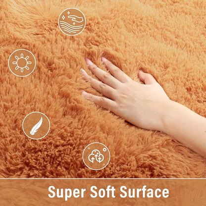 Merelax Soft Shaggy Rug for Kids Bedroom Oval 2.6'x5.3' Khaki Plush Fluffy Carpet for Living Room, Furry Carpet for Teen Girls Room, Anti-skid Fuzzy Comfy Rug for Nursery Decor Cute Baby Play Mat