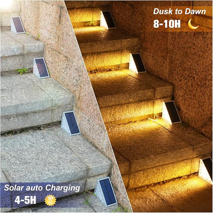 VOLISUN Outdoor Stair Lights 8 Pack, Solar Step Lights Waterproof IP67,80 Lumen, Led Step Lights Outdoor for Garden Backyard Stair, Staircase, Front Step, Front Porch and Deck(Warm White)