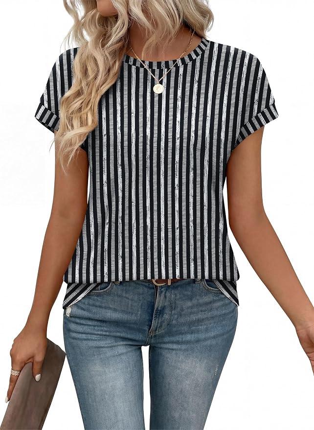 Alaroo Womens Summer Tops Short Sleeve Shirts Crew Neck Tshirt Cute Trendy Tunic Blouses (S-3XL)