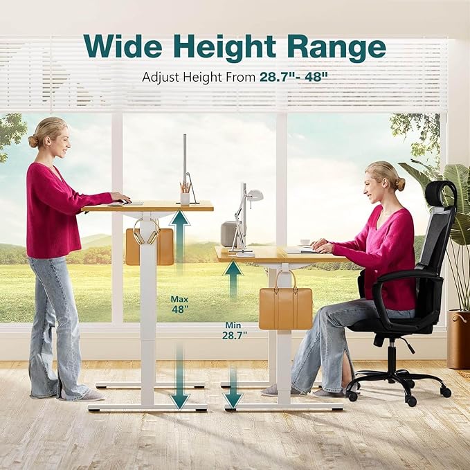 NicBex Home Office Height Adjustable Electric Height Adjustable Standing Desk Sit to Stand Ergonomic Computer Desk Adjustable Height Stand Up Desk for Home Office, Yellow