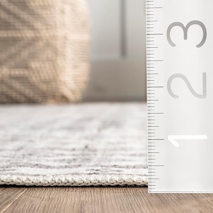 nuLOOM Hettie Transitional Tribal Machine Washable Ultra Thin Area Rug, 5' x 8', Light Grey