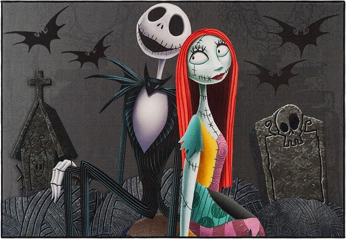 Gertmenian Disney Nightmare Before Christmas Jack & Sally Area Rug for Children & Teens | Kids Home Decor for Girls & Boys | 4x6 Large, Multi, 28600