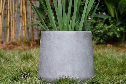 Kante 15.3" Dia Round Concrete Planter, Outdoor Indoor Large Plant Pots Containers with Drainage Hole and Rubber Plug for Home Garden Patio, Natural Concrete