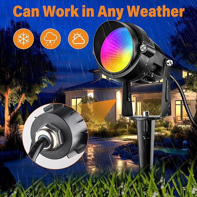 Halloween Christmas RGBW Landscape Light Outdoor,10W Color Changing Low Voltage Landscape Lighting with Remote Control,12V-24V Waterproof Outdoor Spot Lights for Yard House Garden Tree(4 Pack)