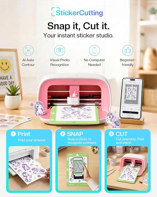 Likcut Portable Vinyl Cutter Machine for DIY Crafts, Compact Cutting Machine for Stickers