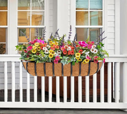 Y&M 48" Coco Liner for Window Box Deck Basket Planter Trough Coconut Fiber Liners, 2pcs Trough Coco Liner Pre-Formed Replacement