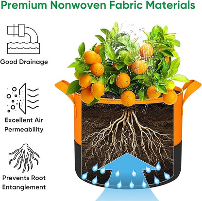 10 Gallon Grow Bags: 6 Pack 350G Heavy Duty Thickened Colorful Potato Grow Bags with Handles - Felt Nonwoven Garden Fabric Bags Gardening Pots for Vegetable Fruit Flowers Herbs Tomato Growing