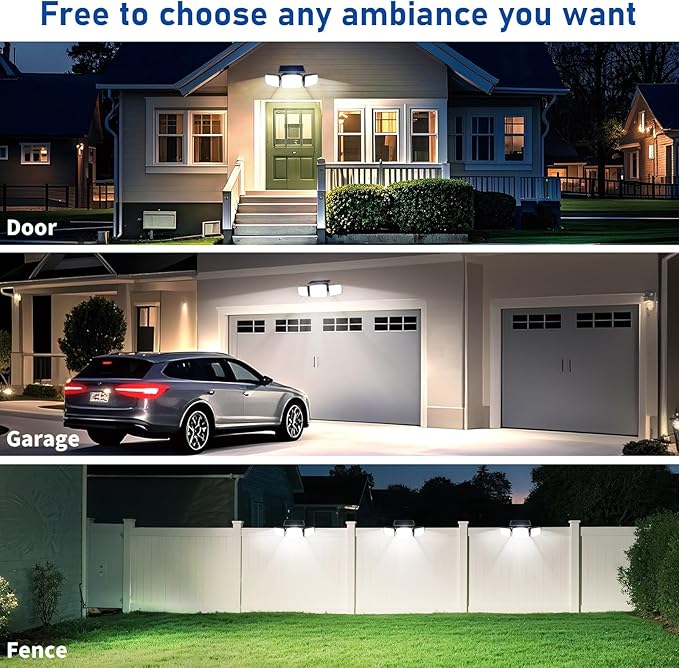 Solar Security Light Outdoor Super Bright LED, Motion Sensor Flood Light, 3 Heads 270° Wide Angle,Remote Control, IP65 Waterproof, 3 Modes (3 Packs)