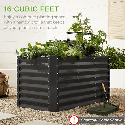 Best Choice Products 4x2x2ft Outdoor Metal Raised Garden Bed, Deep Root Planter Box for Vegetables, Flowers, Herbs, and Succulents w/ 119 Gallon Capacity - Sage Green