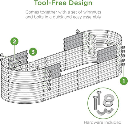Best Choice Products 4x2x2ft Outdoor Metal Raised Garden Bed, Oval Deep Root Planter Box for Vegetables, Flowers, Herbs, and Succulents w/ 101 Gallon Capacity, Rubber Edge Guard - Taupe