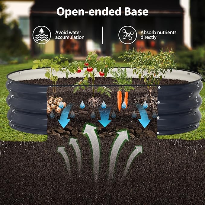 Raised Garden Bed Kit, 4x2x1 ft Galvanized Planter Box Outdoor with Safety Edging, Large Metal Raised Beds for Gardening Vegetables Flower Herb (Navy Blue)