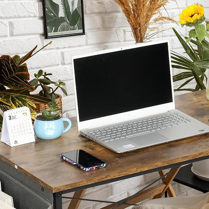 YSSOA 40/47 Inch Computer, Modern Simple Style Home Office, Study Student Writing, Vintage Wooden Desk, Brown