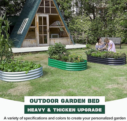 Land Guard 2Pcs Galvanized Raised Garden Bed Kit, 10×4×1ft Galvanized Planter Raised Garden Boxes Outdoor, Oval Large Metal Raised Garden Beds for Vegetables…………