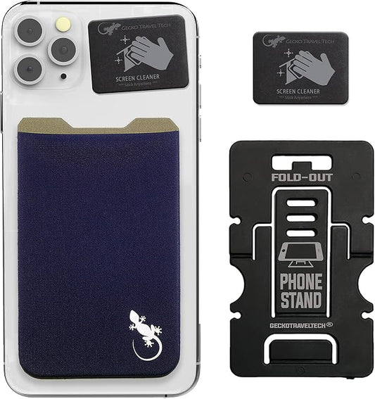 Phone Wallet - Adhesive Card Holder - Cell Phone Pouch - Stick on Lycra Pocket by Gecko - Carry Credit Cards and Cash