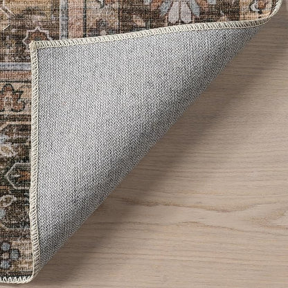 nuLOOM Devin Machine Washable Vintage Medallion Ultra Thin Accent Rug, 2' x 3', Light Brown