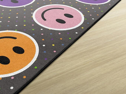 Flagship Carpets Smiley Seating (Seats 24) Classroom Area Rug or Educational Learning Mat, Kids Room or Playroom Carpet, 7'6" x 12', Gray/Multi