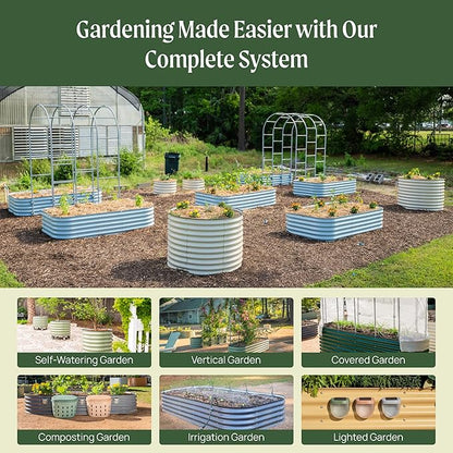 Vego garden Raised Garden Bed Kits, 17" Tall 6 in 1 Modular Metal Raised Planter Bed for Vegetables Flowers Patio Ground Planter Box-Olive Green