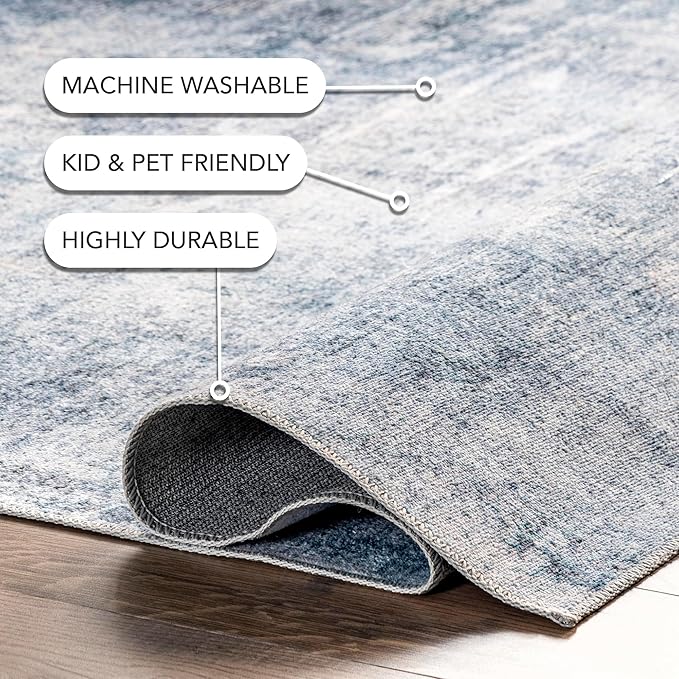 nuLOOM Katia Modern Abstract Machine Washable Ultra Thin Area Rug, 6x9, Blue