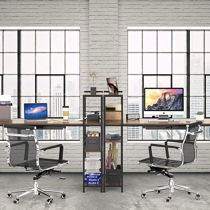 SHW 46-Inch Mission Desk with Side Shelf, 24" Deep, Walnut