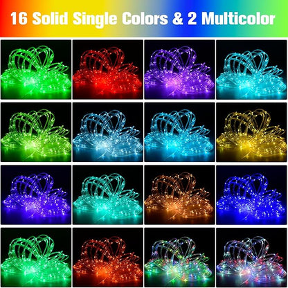 66Ft LED Rope Lights Outdoor, 18 Colors Changing String Lights Plug in with Remotes, Waterproof 200 LEDs Multicolor Fairy Light, RGB Christmas Rope Lighting for Bedroom Garden Halloween Decor