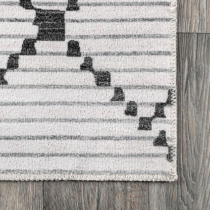 nuLOOM Echo Multi Diamond Machine Washable Ultra Thin Area Rug, 8' x 10', Ivory
