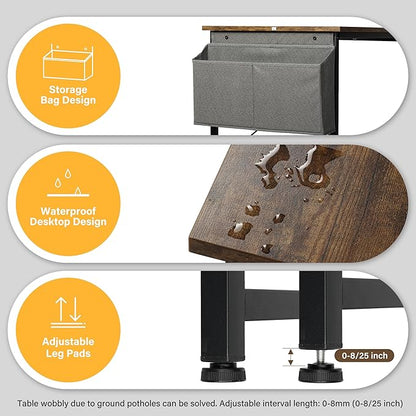 YSSOA 40/47 Inch Computer, Modern Simple Style Home Office, Study Student Writing, Vintage Wooden Desk, 40 Inch, Brown