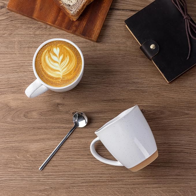 AmorArc 12oz Coffee Mugs, Ceramic Coffee Mugs set of 4 for Man, Woman, Dad, Mom, Modern Coffee Cups with handle for Latte/Cappuccino/Milk/Cocoa. Dishwasher&Microwave Safe, White