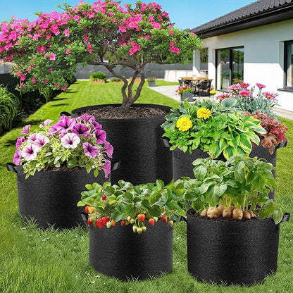 10 Pack 20 Gallon Grow Bags, Thickened Nonwoven Fabric Planter Pots with Handles, Heavy Duty 300G Garden Pots for Tomato, Potato and Vegetable