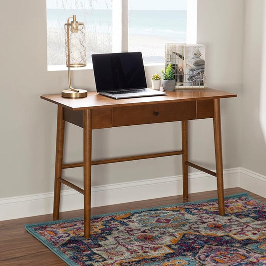 Linon Melissa Mid-Century Walnut Desk, 42" W x 19" D x 30" H