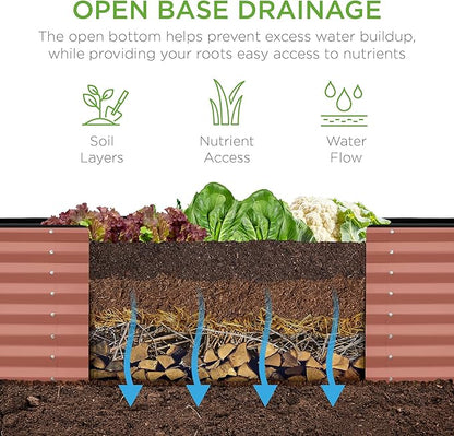 Best Choice Products 8x2x2ft Outdoor Metal Raised Garden Bed, Rectangular Deep Root Planter Box for Vegetables, Flowers, Herbs, and Succulents w/ 239 Gallon Capacity - Terracotta