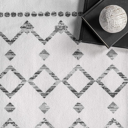 nuLOOM Moroccan Blythe Machine Washable Ultra Thin Area Rug, 9' x 12', Grey
