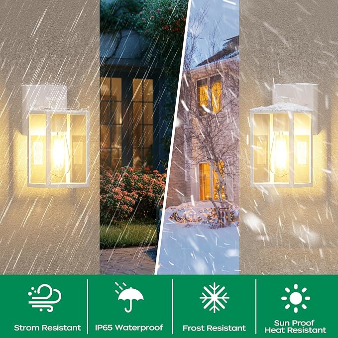 WIHTU White Outdoor Lights for House, LED Exterior Front Porch Light fixtures for Outside, Waterproof Wall Sconce Lantern Lamp, Coach Lights for Patio, Garage, Doorway, Entryway