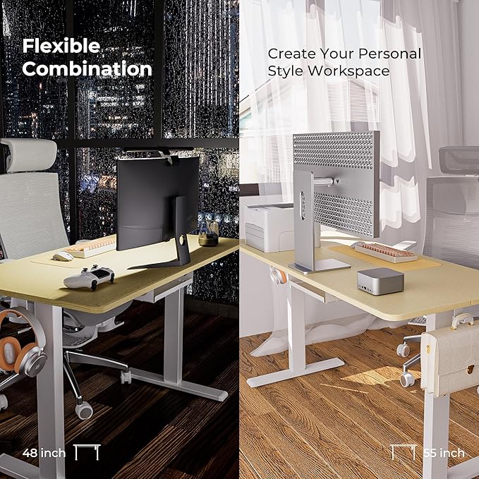 Electric Standing Desk - Adjustable Height with Memory Preset, 55 x 24 Inches Ergonomic Design Stand Up Home Office Standing Desk