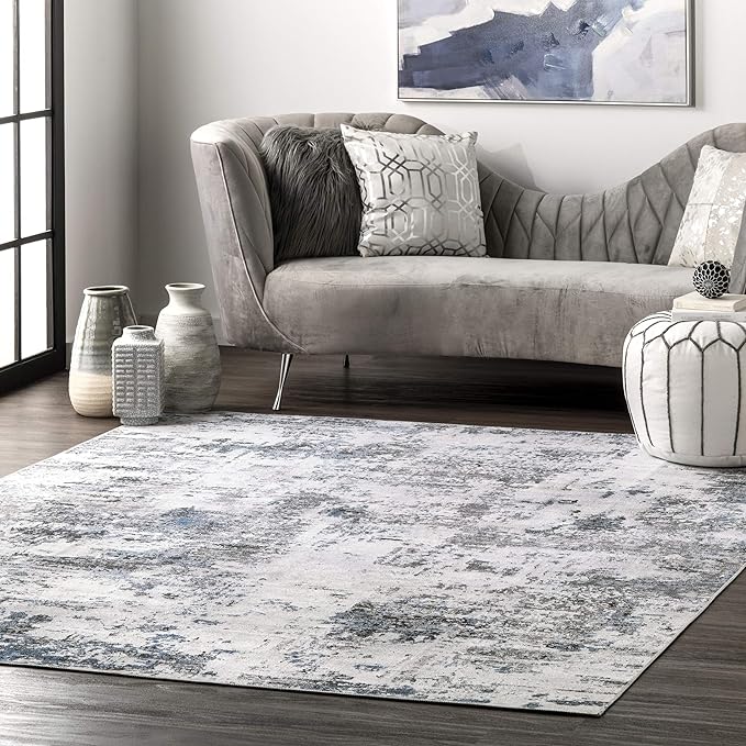 nuLOOM Dali Abstract Machine Washable Runner Rug, 2' 6" x 8', Grey