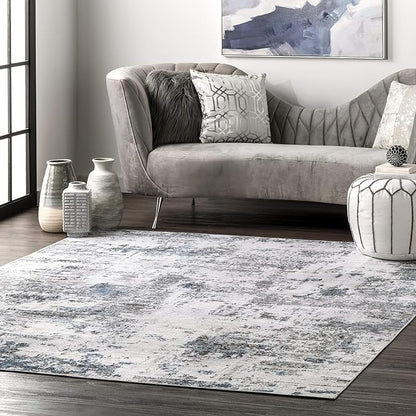 nuLOOM Dali Abstract Machine Washable Runner Rug, 2' 6" x 8', Grey