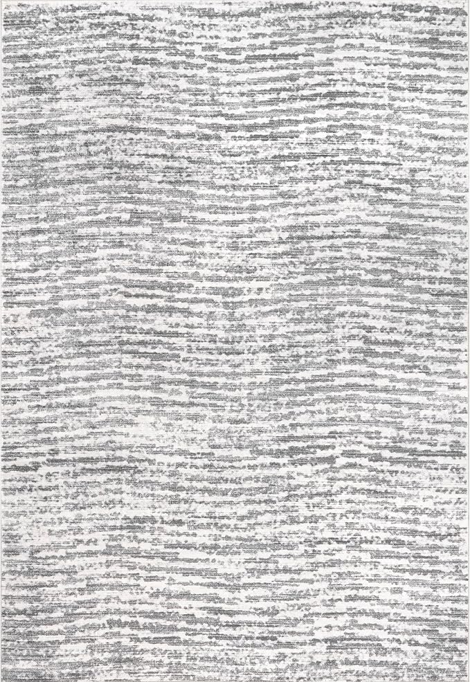 nuLOOM Avelina Abstract Stripes Machine Washable Ultra Thin Area Rug, 3' x 5', Light Grey
