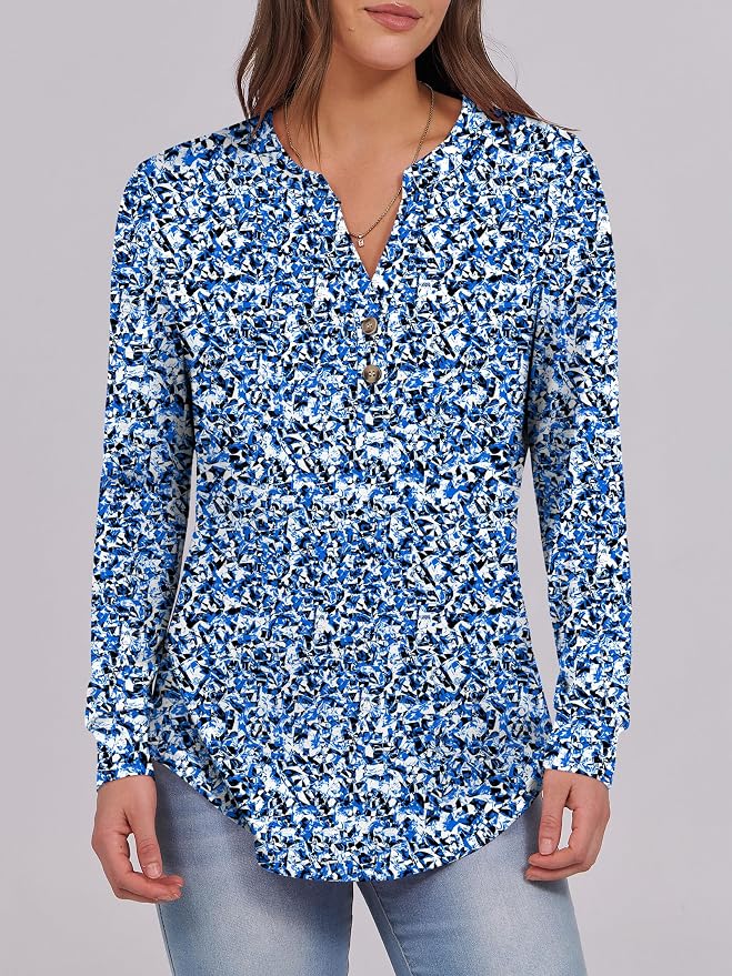 ANRABESS Women's Long Sleeve Shirts 2026 Spring Fashion Dressy Casual Tops Trendy Henley Blouses Cute Work Outfits Clothes