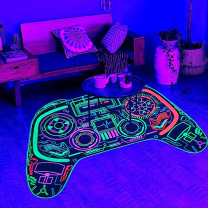 Gaming Rug for Boys Room Decor, Gamer Rugs Glow in The Blacklight Video Game Carpet Teens Playroom Non-Slip Area Rug Game Bedroom Floor Casual Mat (60"x39")