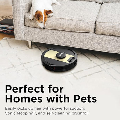 Shark IQ 2-in-1 Robot Vacuum and Mop with Row-by-Row Cleaning, Perfect for Pet Hair, Compatible with Alexa, No Self-Empty Base, Black/Bronze, RV2410WD