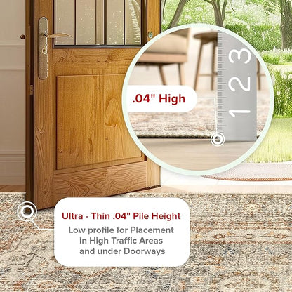 nuLOOM 2x10 Machine Washable Rain Haven Vintage Medallion Area Rug, Light Grey, Traditional Faded Design, Non-Slip Backing, Stain Resistant, For Bedroom, Dining Room, Living Room, Kitchen