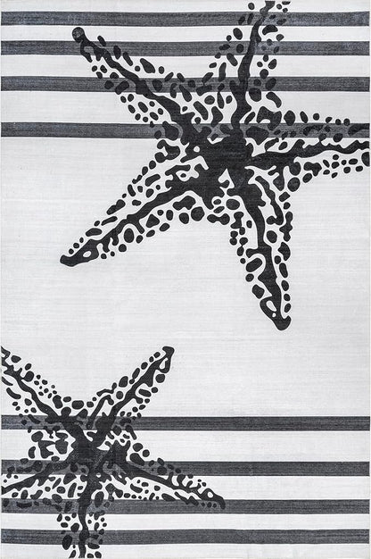 nuLOOM Starfish Machine Washable Ultra Thin Area Rug, 6' x 9', Grey