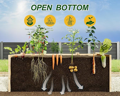 AMERLIFE U-Shaped Raised Garden Bed, 7.5Wx12Dx1.6H Outdoor Wooden Raised Garden Bed Planter with 19.6" Depth Planter Box