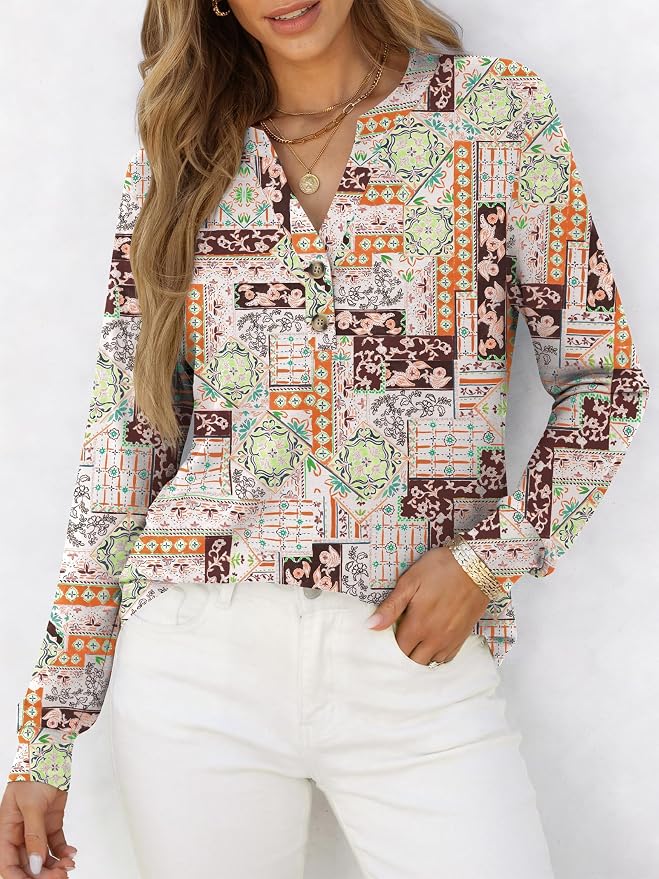 ANRABESS Women's Long Sleeve Shirts 2026 Spring Fashion Dressy Casual Tops Trendy Henley Blouses Cute Work Outfits Clothes
