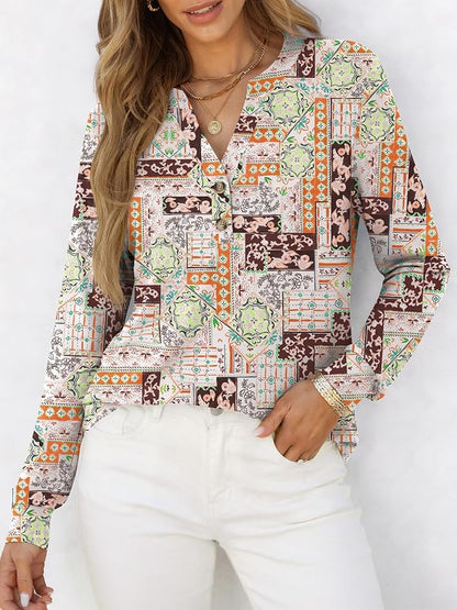 ANRABESS Women's Long Sleeve Shirts 2026 Spring Fashion Dressy Casual Tops Trendy Henley Blouses Cute Work Outfits Clothes