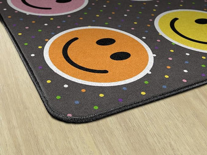 Flagship Carpets Smiley Seating (Seats 24) Classroom Area Rug or Educational Learning Mat, Kids Room or Playroom Carpet, 7'6" x 12', Gray/Multi