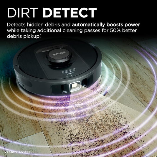 Shark PowerDetect Self-Empty Robot Vacuum with NeverStuck Technology, Auto Deep-Clean Carpets & Hardfloors, 30 Day Capacity HEPA Bagless Base, for Pet Hair, WiFi Black, AV2820S